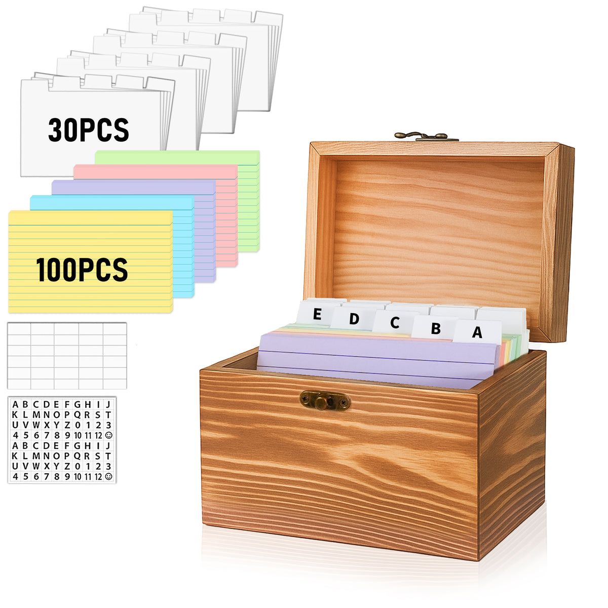 Torched Wood 3x5 & 4x6 Index Card Organizer Box