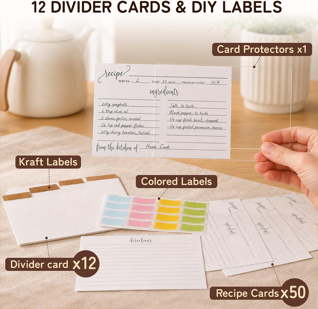 4x6 Recipe Card Box Organizer Set