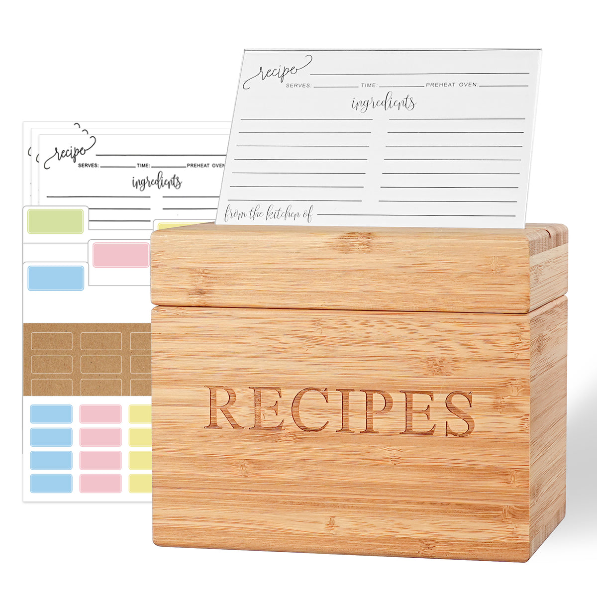 4x6 Recipe Card Box Organizer Set