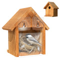 Window-Mounted Wooden Birdhouse with Viewing Panel