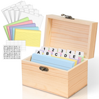 Natural Wood 3x5 & 4x6 Index Card Organizer Box Set