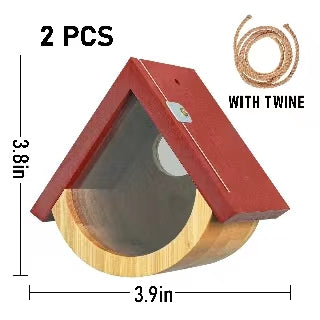 2-Pack Wooden Hummingbird Houses with Viewing Window