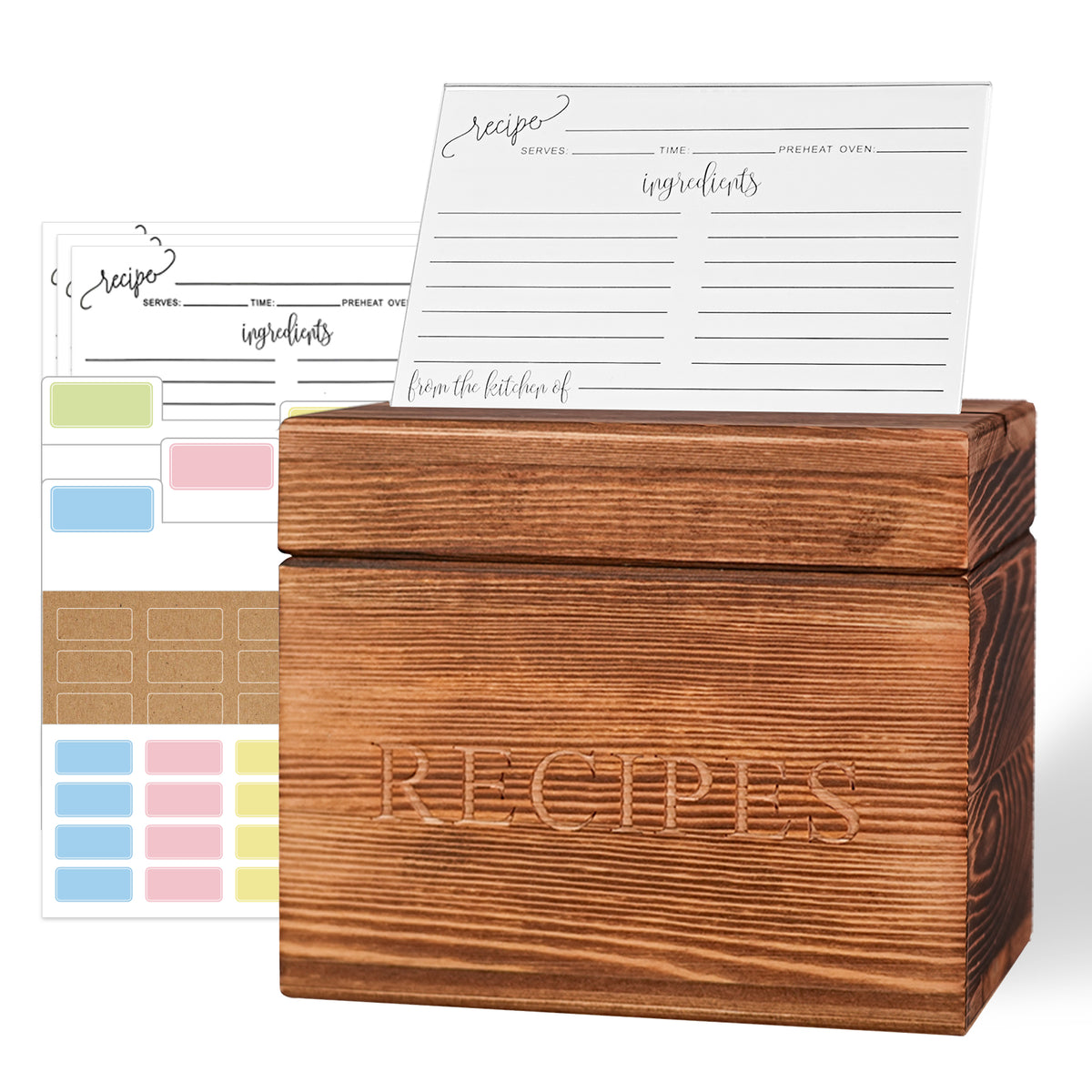 4x6 Recipe Card Box Organizer Set