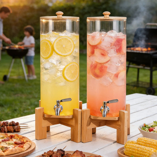 2-Pack 1.1-Gallon & 1.6-Gallon Glass Drink Dispenser Set