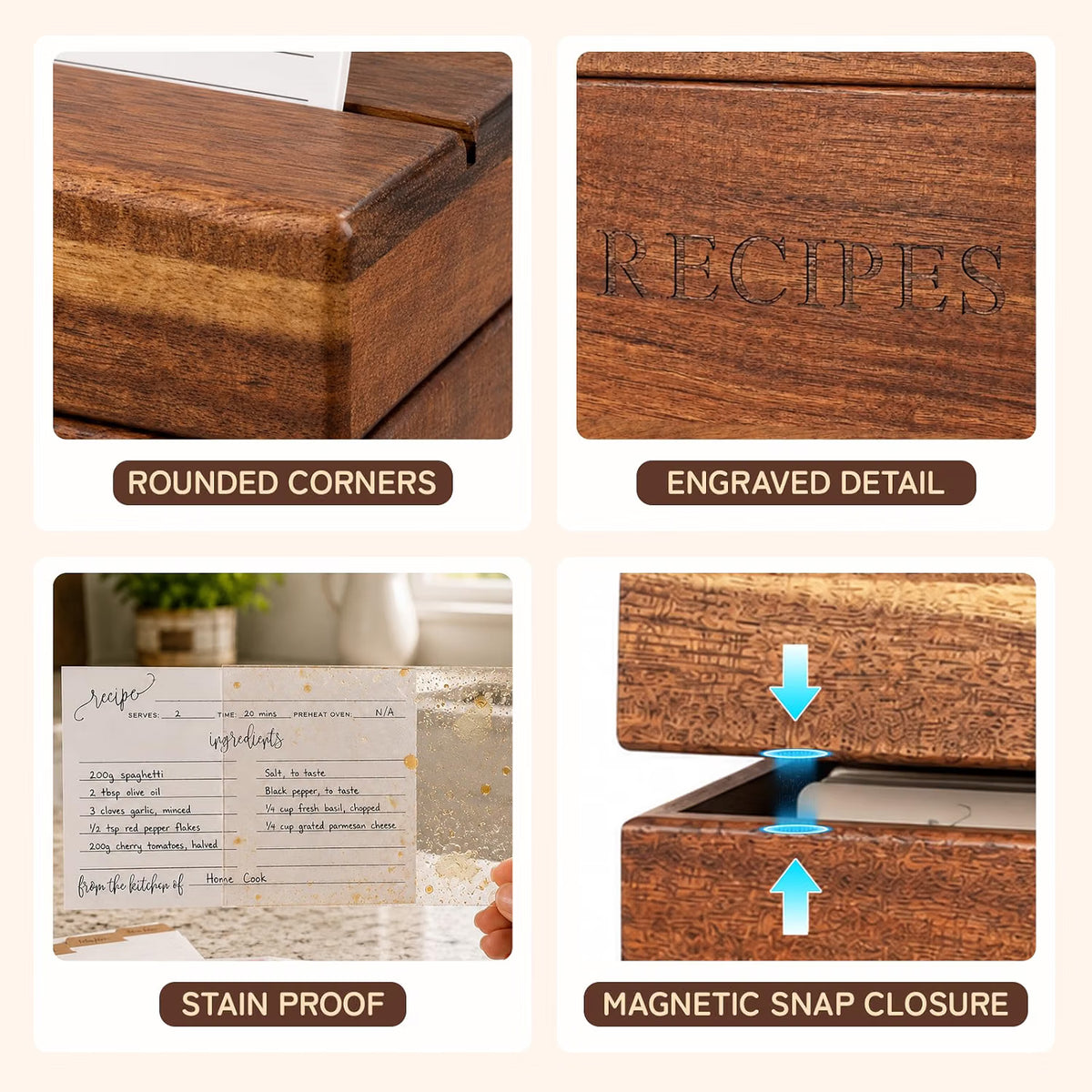 4x6 Recipe Card Box Organizer Set