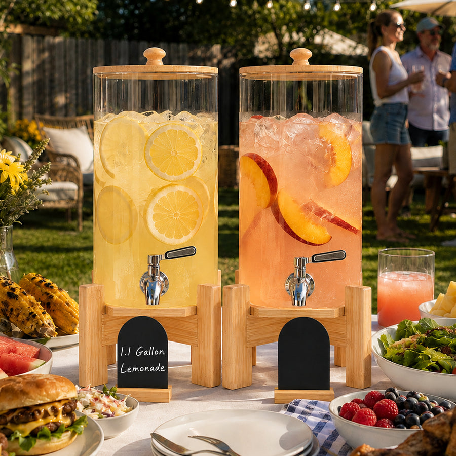2-Pack 1.1-Gallon & 1.6-Gallon Glass Drink Dispenser Set