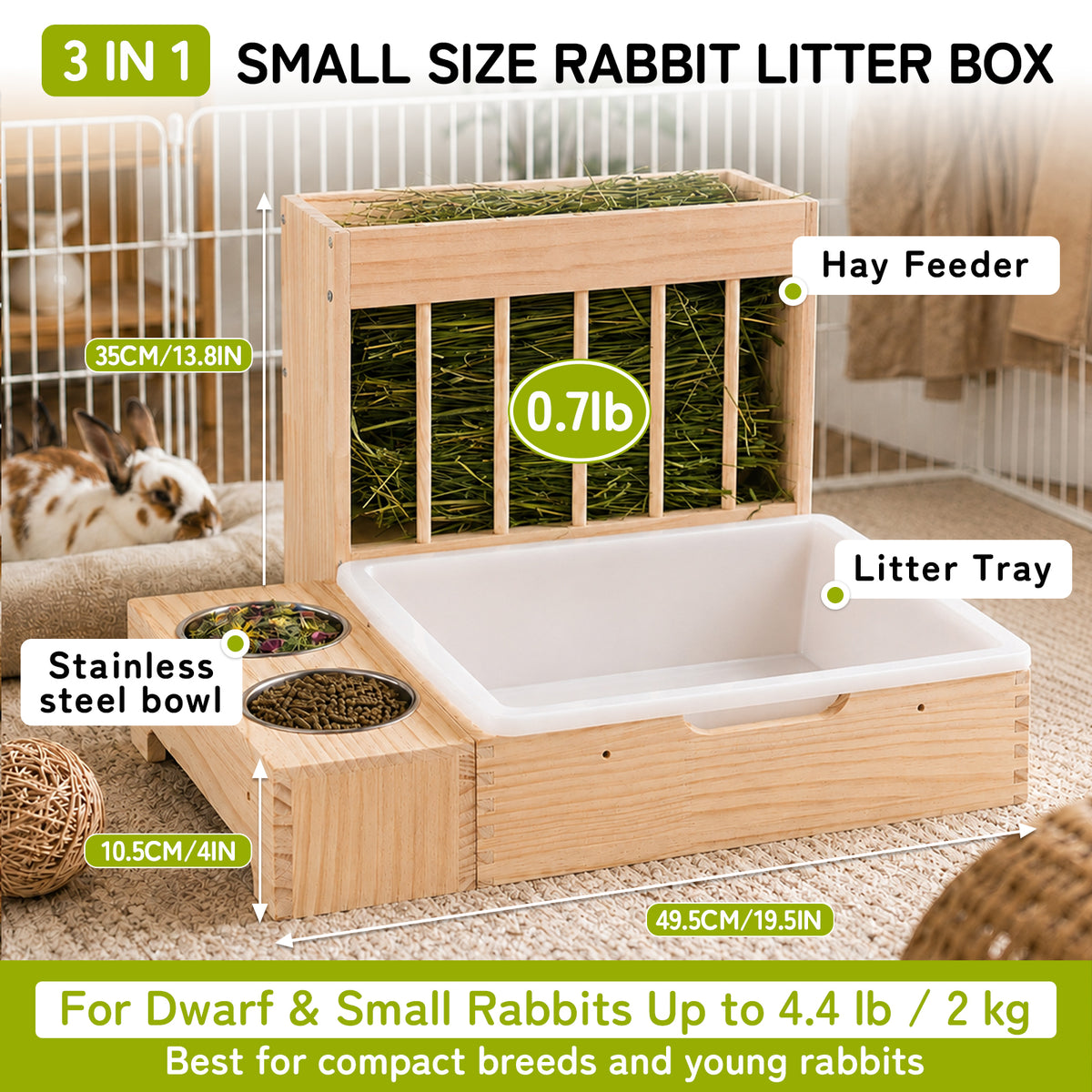 3-in-1 Small Rabbit Hay Feeder Station