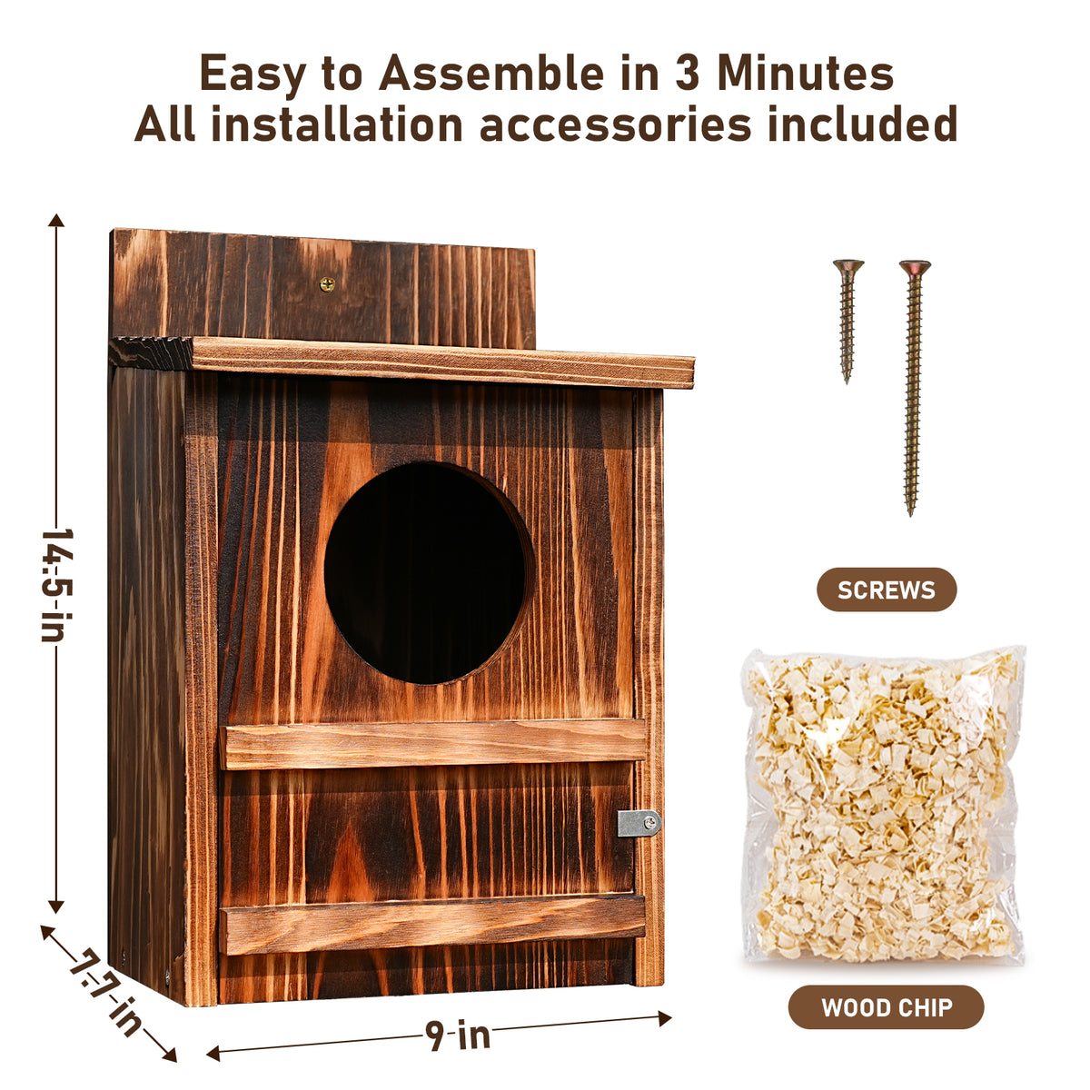 Wooden Owl Nesting Box with Landing Platform