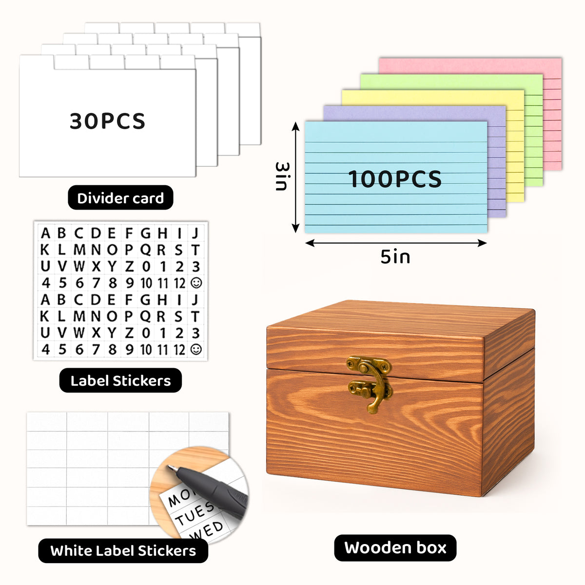 Torched Wood 3x5 & 4x6 Index Card Organizer Box
