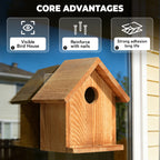 Window-Mounted Wooden Birdhouse with Viewing Panel