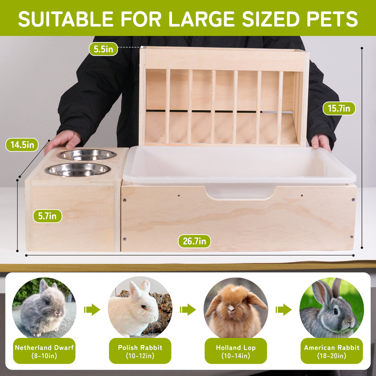 3-in-1 Extra Large Rabbit Hay Feeder Station