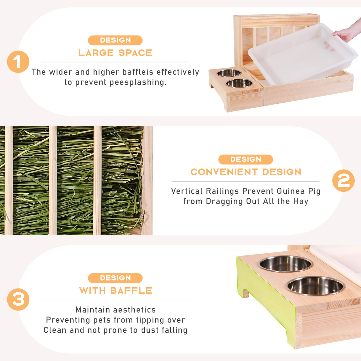 3-in-1 Small Pet Hay Feeder Station