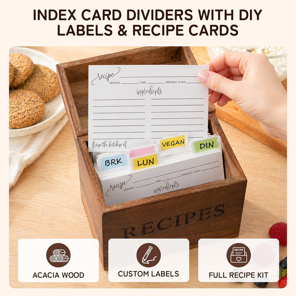 4x6 Recipe Card Box Organizer Set