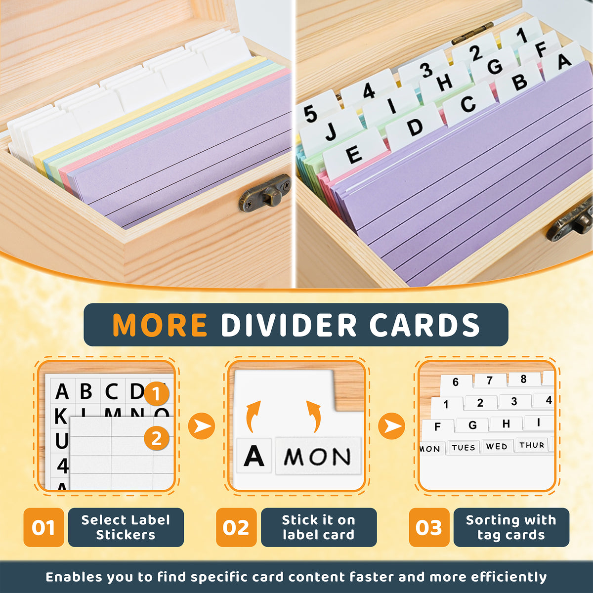 Natural Wood 3x5 & 4x6 Index Card Organizer Box Set