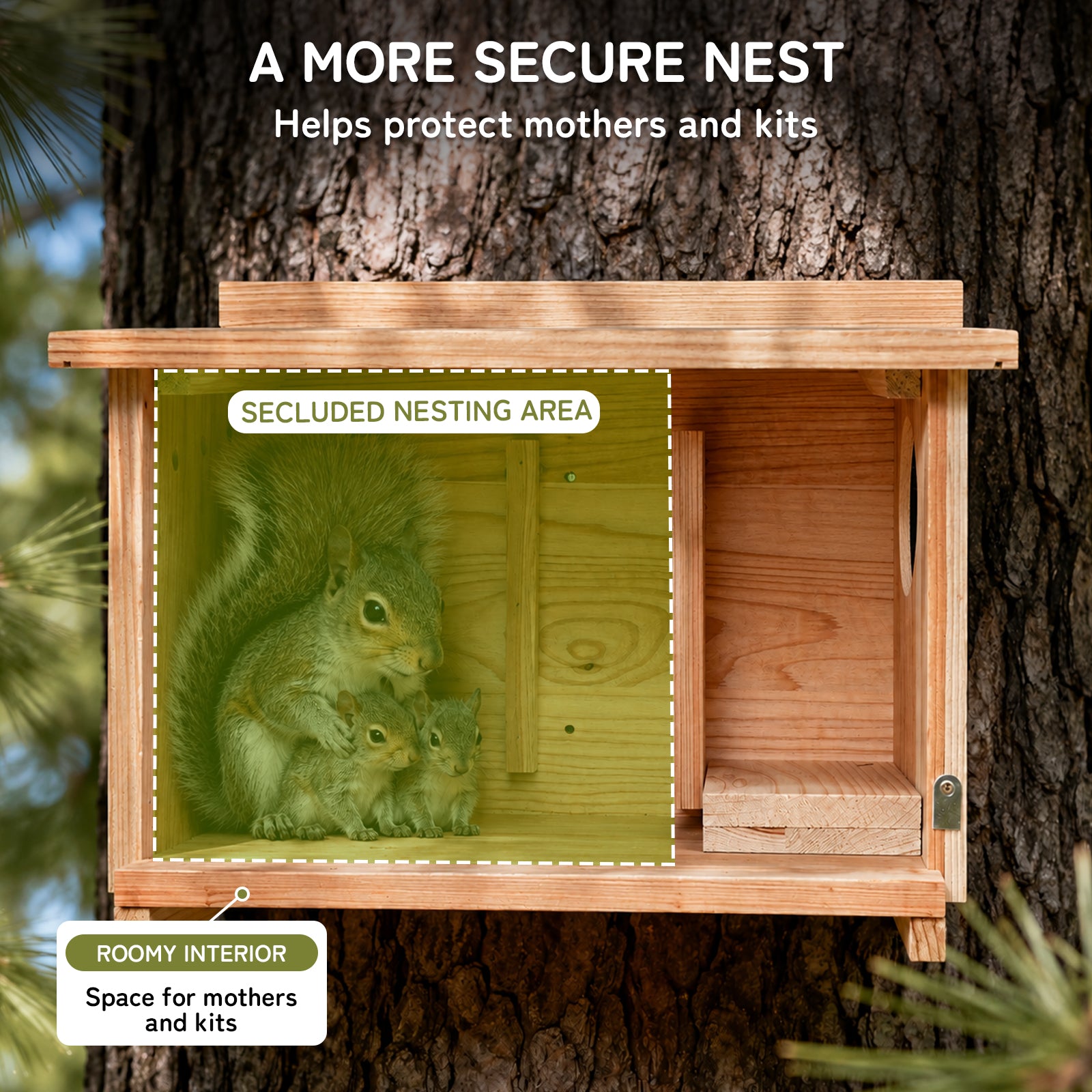 Side-Entrance Wooden Squirrel House