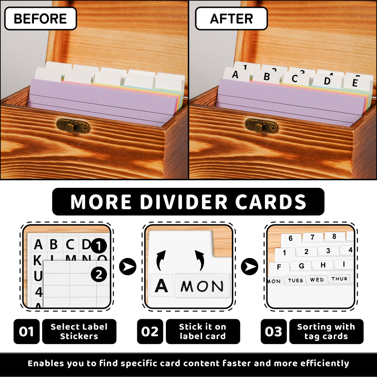 Torched Wood 3x5 & 4x6 Index Card Organizer Box