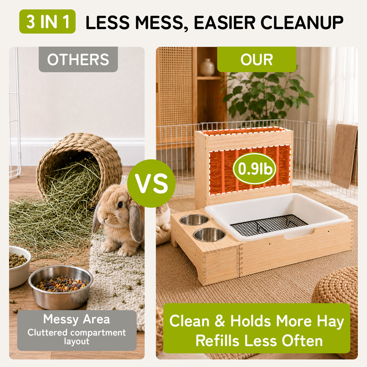 3-in-1 Medium Rabbit Hay Feeder Station