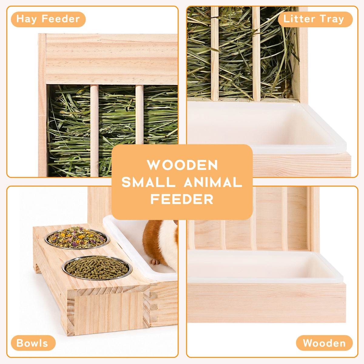 3-in-1 Small Pet Hay Feeder Station