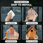 Window-Mounted Wooden Birdhouse with Viewing Panel