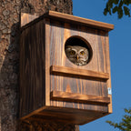 Wooden Owl Nesting Box with Landing Platform