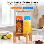 2.2-Gallon Glass Beverage Dispenser Set with Wood Stand