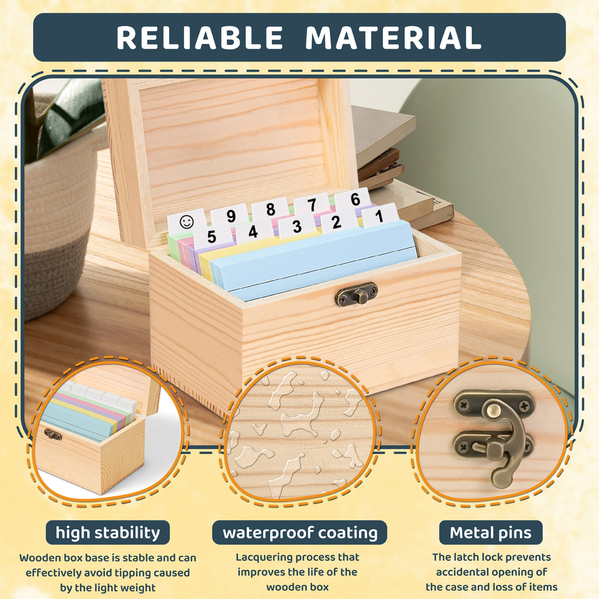 Natural Wood 3x5 & 4x6 Index Card Organizer Box Set
