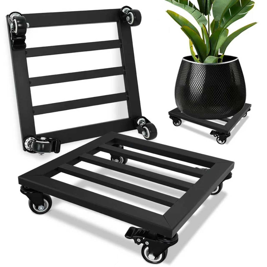 2-Pack 12-Inch Metal Plant Caddies with Wheels