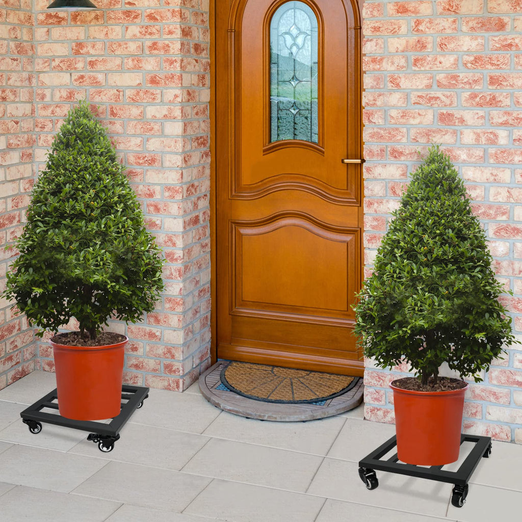 2-Pack 12-Inch Metal Plant Caddies with Wheels
