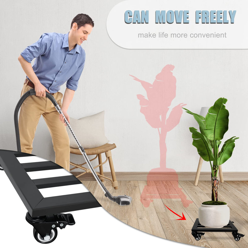 2-Pack 12-Inch Metal Plant Caddies with Wheels